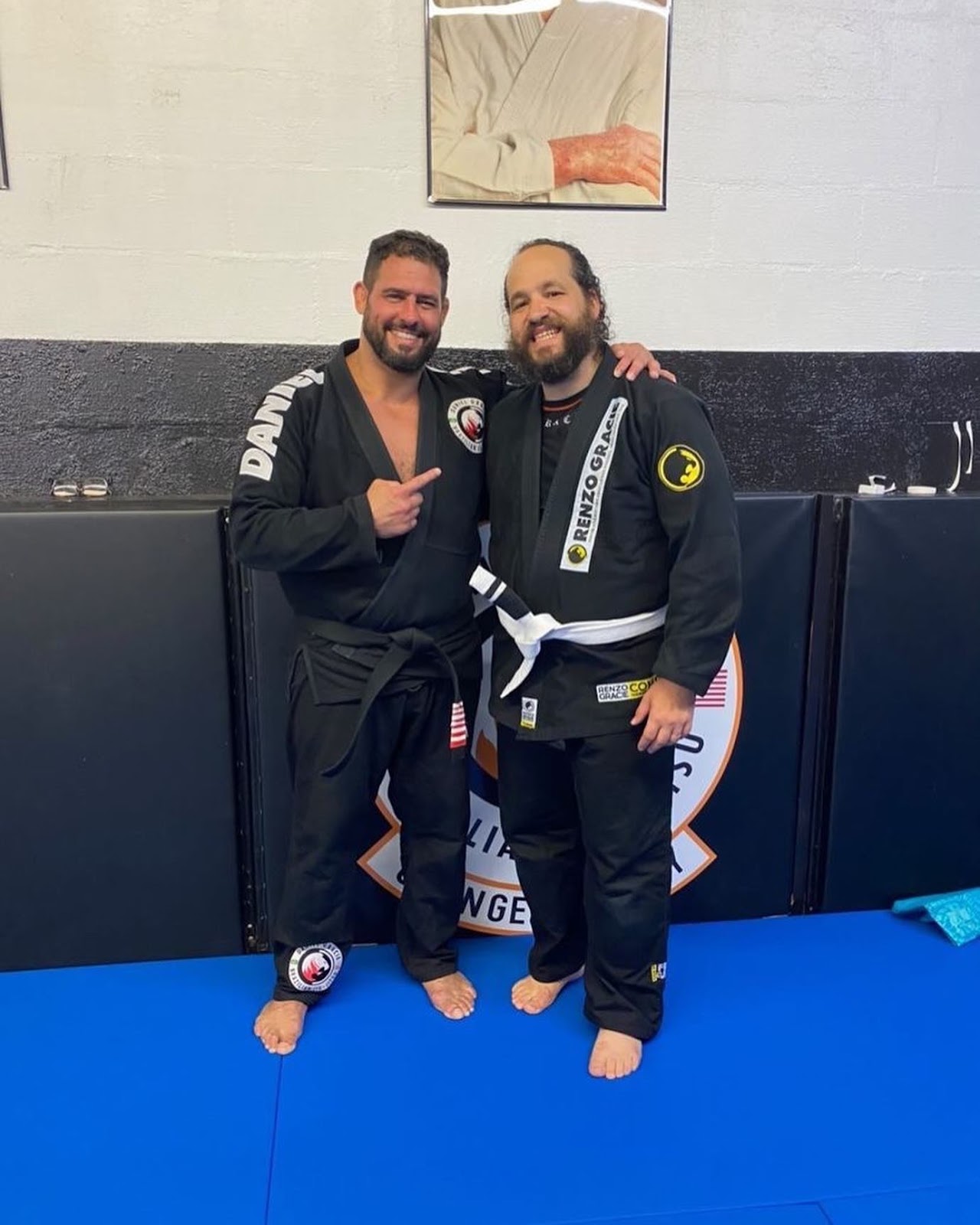 Professor David Floridia in his black Daniel Gracie kimono on the Rudos mats.